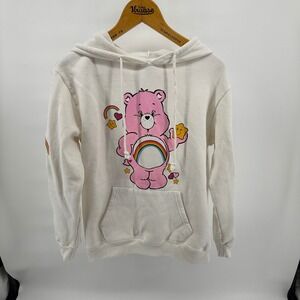 Care Bears White Hoodie Pullover Rainbow Star Graphic Sweatshirt kids 11/13